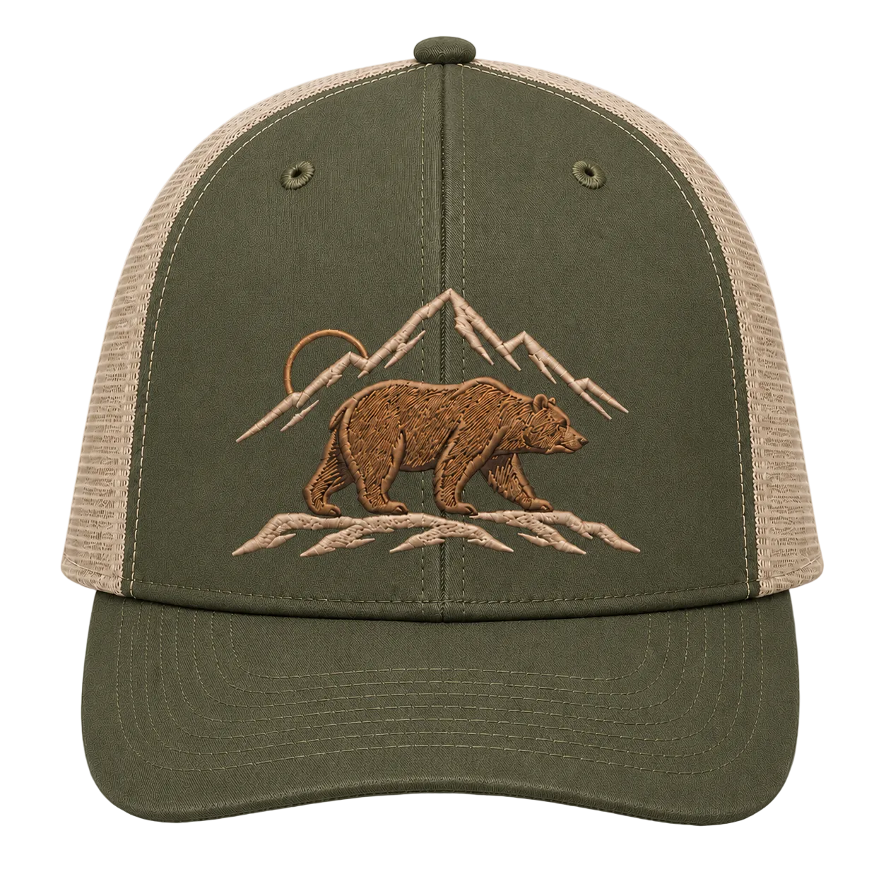 Wild Horizon Bear Embroidered Trucker Hat – Mountain Outdoor Cap
