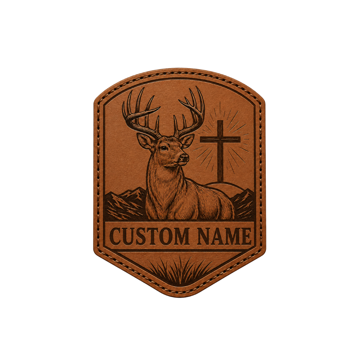 Personalized Christian Deer Leather Patch Trucker Hat