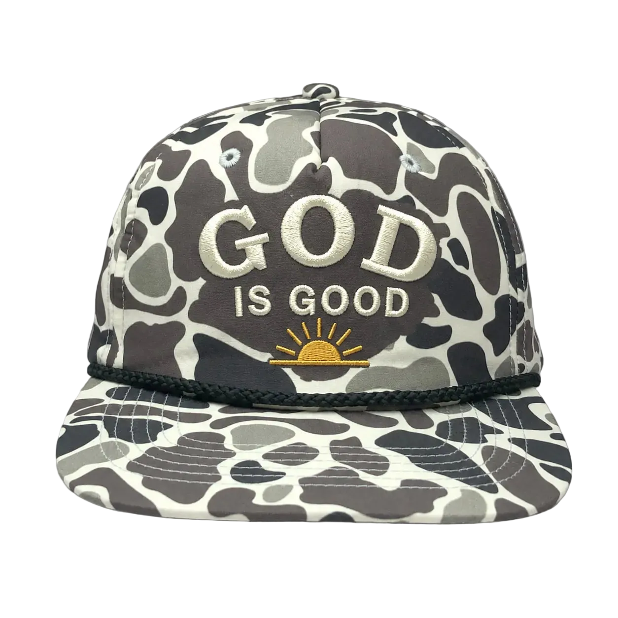 God Is Good Camo Snapback Hat – Christian Embroidered Faith Cap