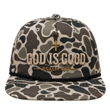 God Is Good Psalm 100 Camo Rope Snapback Hat – Christian Embroidered Outdoor Cap