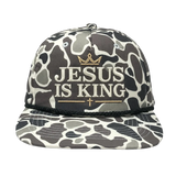 Jesus Is King Camo Rope Snapback Hat – Christian Embroidered Outdoor Cap
