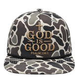 God Is Good Camo Rope Snapback Hat – Christian Embroidered Outdoor Cap
