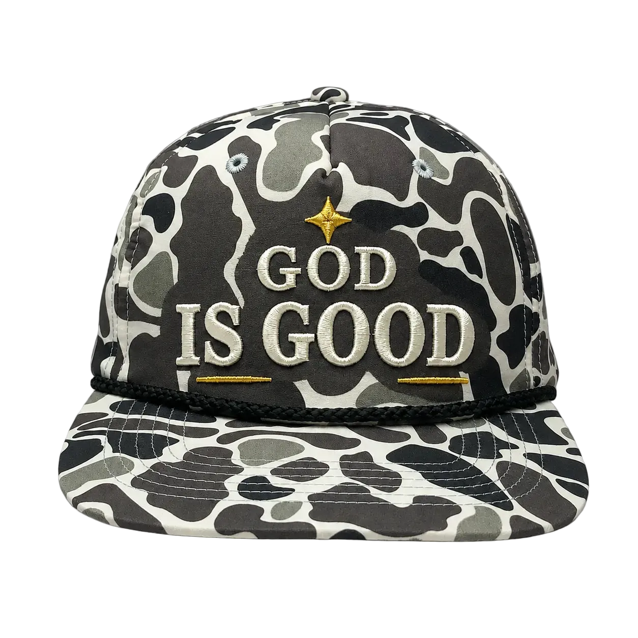 God Is Good Camo Snapback Hat – Christian Embroidered Faith Cap