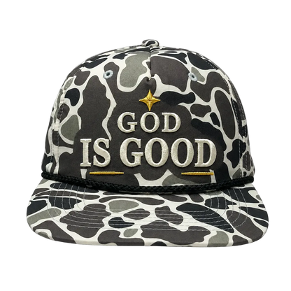 God Is Good Camo Snapback Hat – Christian Embroidered Faith Cap