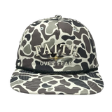 Faith Over Fear Camo Rope Snapback Hat – Christian Embroidered Outdoor Cap