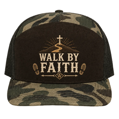Walk by Faith Trail Trucker Hat – 2 Corinthians 5:7 Christian Outdoor Cap