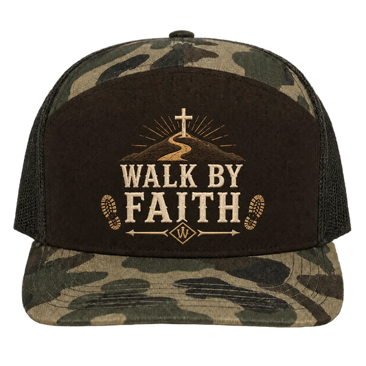 Walk by Faith Trail Trucker Hat – 2 Corinthians 5:7 Christian Outdoor Cap