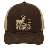 Psalm 42:1 Deer by the Stream Embroidered Trucker Hat – Christian Hunting Cap