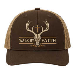 Walk by Faith Deer Skull Trucker Hat – Christian Hunting Cap