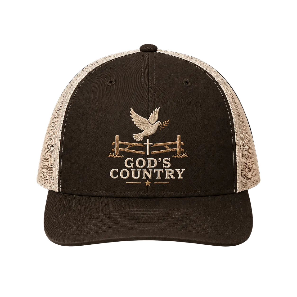 God’s Country Dove & Cross Embroidered Trucker Hat