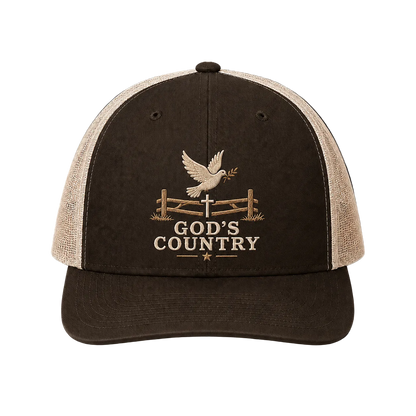 God’s Country Dove & Cross Embroidered Trucker Hat