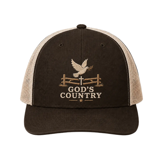 God’s Country Dove & Cross Embroidered Trucker Hat