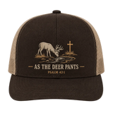 Psalm 42:1 Deer Drinking by the Stream Embroidered Trucker Hat