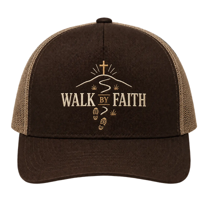 Walk by Faith Trail Trucker Hat – 2 Corinthians 5:7 Christian Outdoor Cap