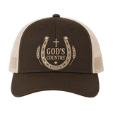 God’s Country Horseshoe Cross Embroidered Trucker Hat