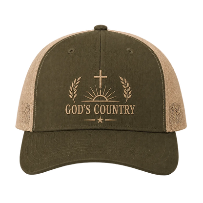 God’s Country Cross & Harvest Embroidered Trucker Hat