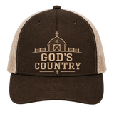 God’s Country Sunrise Cross Embroidered Trucker Hat
