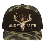 Walk by Faith Buck Skull Camo Trucker Hat – Christian Hunting Cap