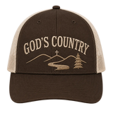 God’s Country Mountain Cross Embroidered Trucker Hat