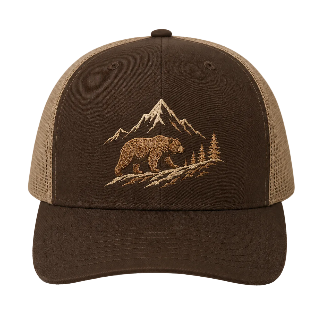 Timberline Roamer Bear Embroidered Trucker Hat – Woodland Mountain Cap