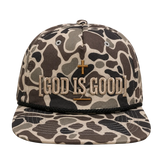 God Is Good Camo Rope Snapback Hat – Christian Embroidered Outdoor Cap