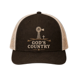 God’s Country Windmill Cross Embroidered Trucker Hat