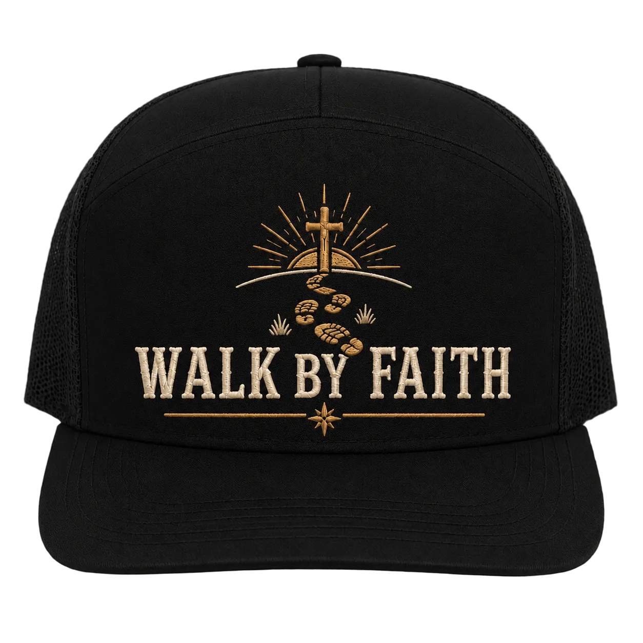 Walk by Faith Footsteps Camo Trucker Hat – Christian Outdoor Cap