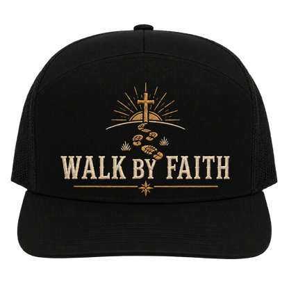 Walk by Faith Footsteps Camo Trucker Hat – Christian Outdoor Cap