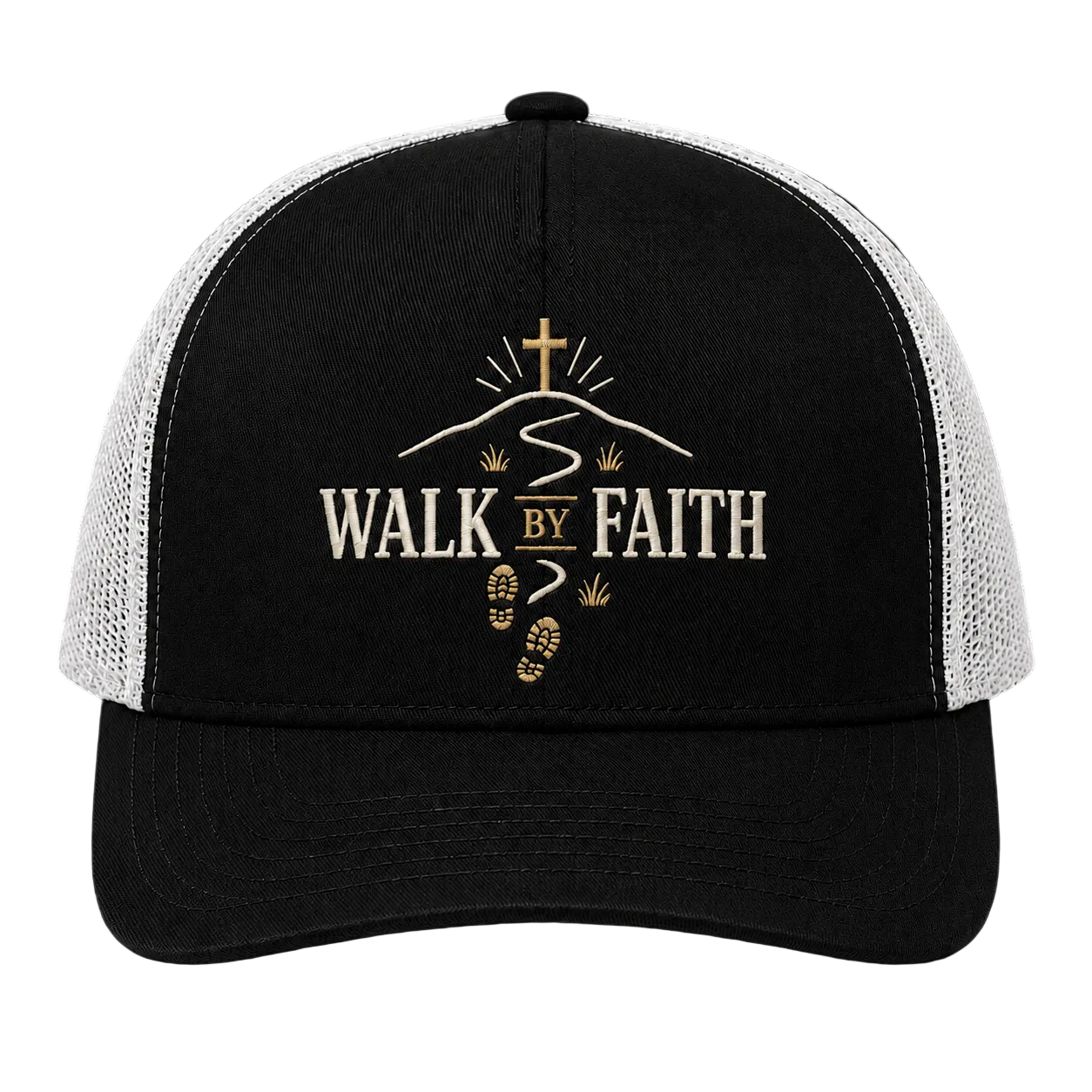Walk by Faith Trail Trucker Hat – 2 Corinthians 5:7 Christian Outdoor Cap