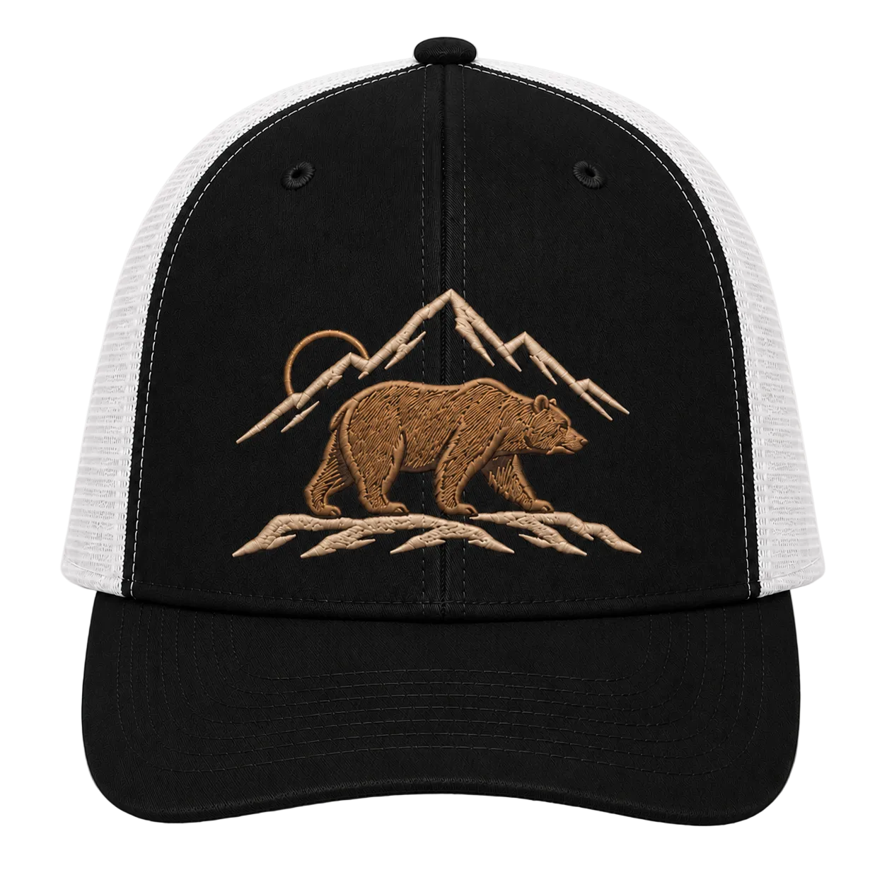 Wild Horizon Bear Embroidered Trucker Hat – Mountain Outdoor Cap