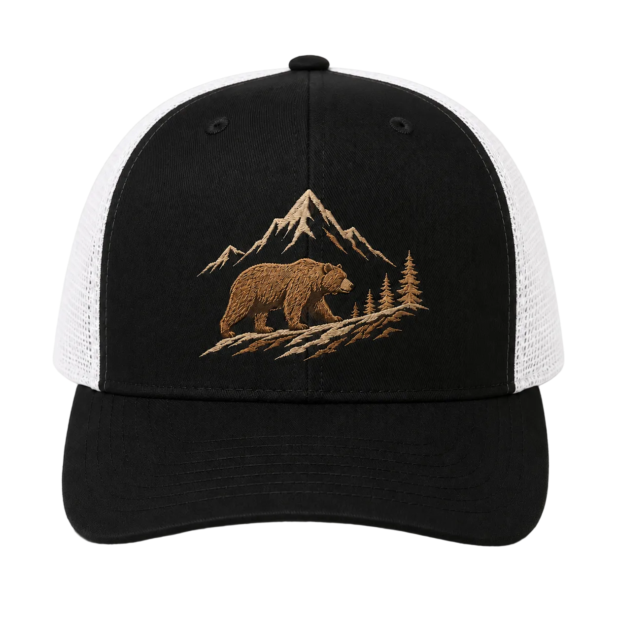 Timberline Roamer Bear Embroidered Trucker Hat – Woodland Mountain Cap