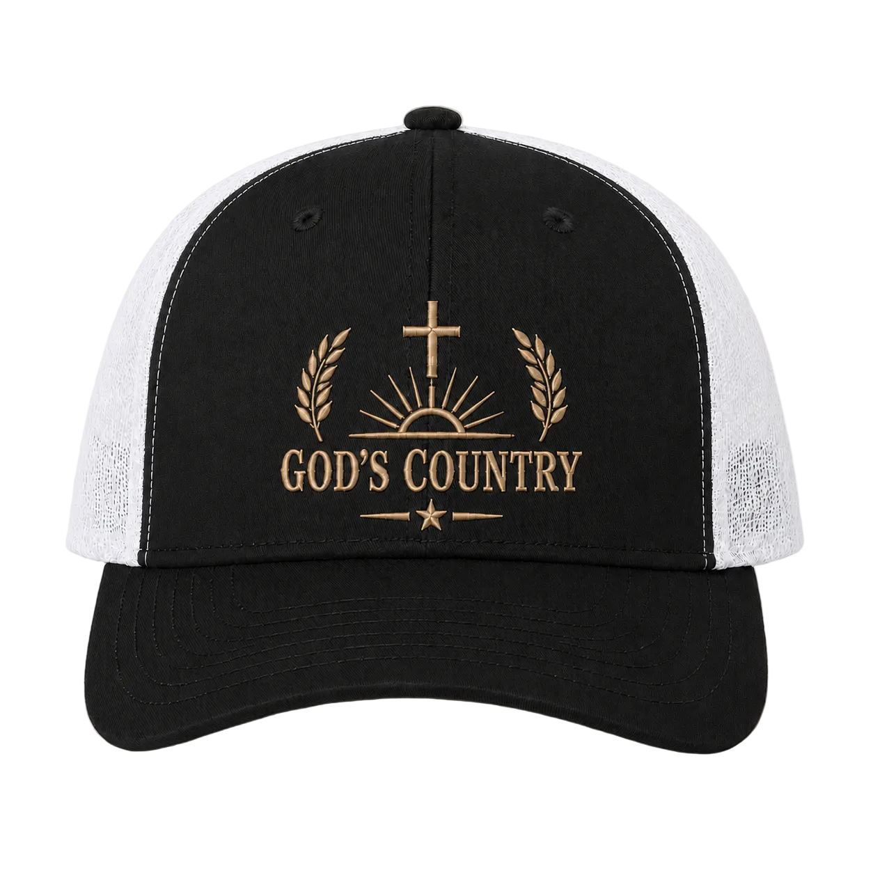 God’s Country Cross & Harvest Embroidered Trucker Hat