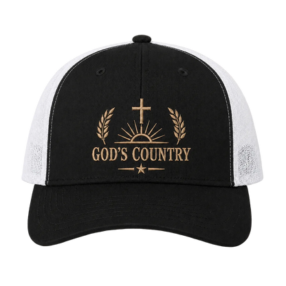 God’s Country Cross & Harvest Embroidered Trucker Hat