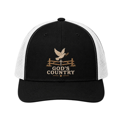 God’s Country Dove & Cross Embroidered Trucker Hat