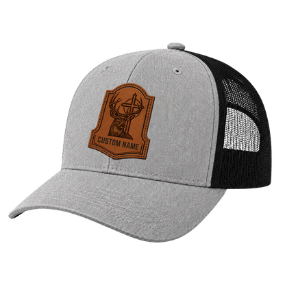 Personalized Christian Buck Leather Patch Trucker Hat