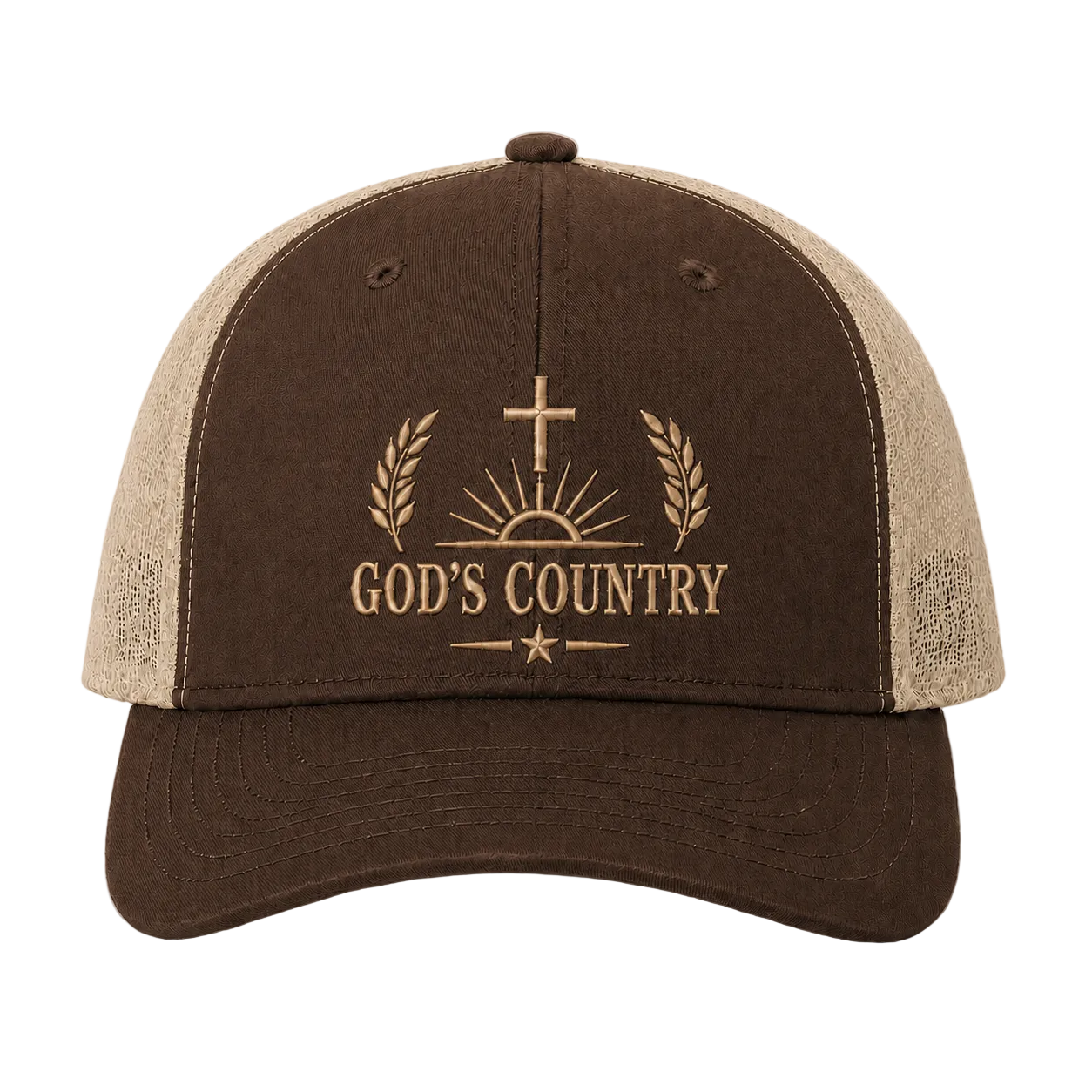 God’s Country Cross & Harvest Embroidered Trucker Hat