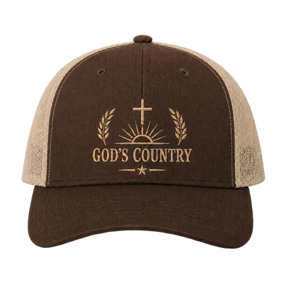 God’s Country Cross & Harvest Embroidered Trucker Hat