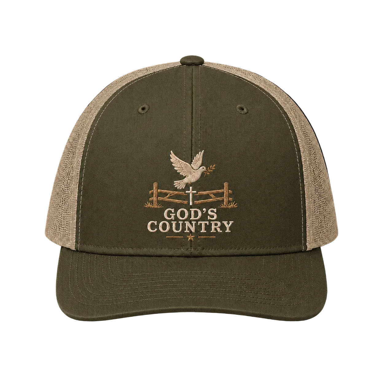 God’s Country Dove & Cross Embroidered Trucker Hat