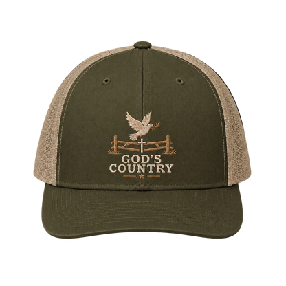 God’s Country Dove & Cross Embroidered Trucker Hat