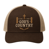 God’s Country Cross Fence & Antler Embroidered Trucker Hat