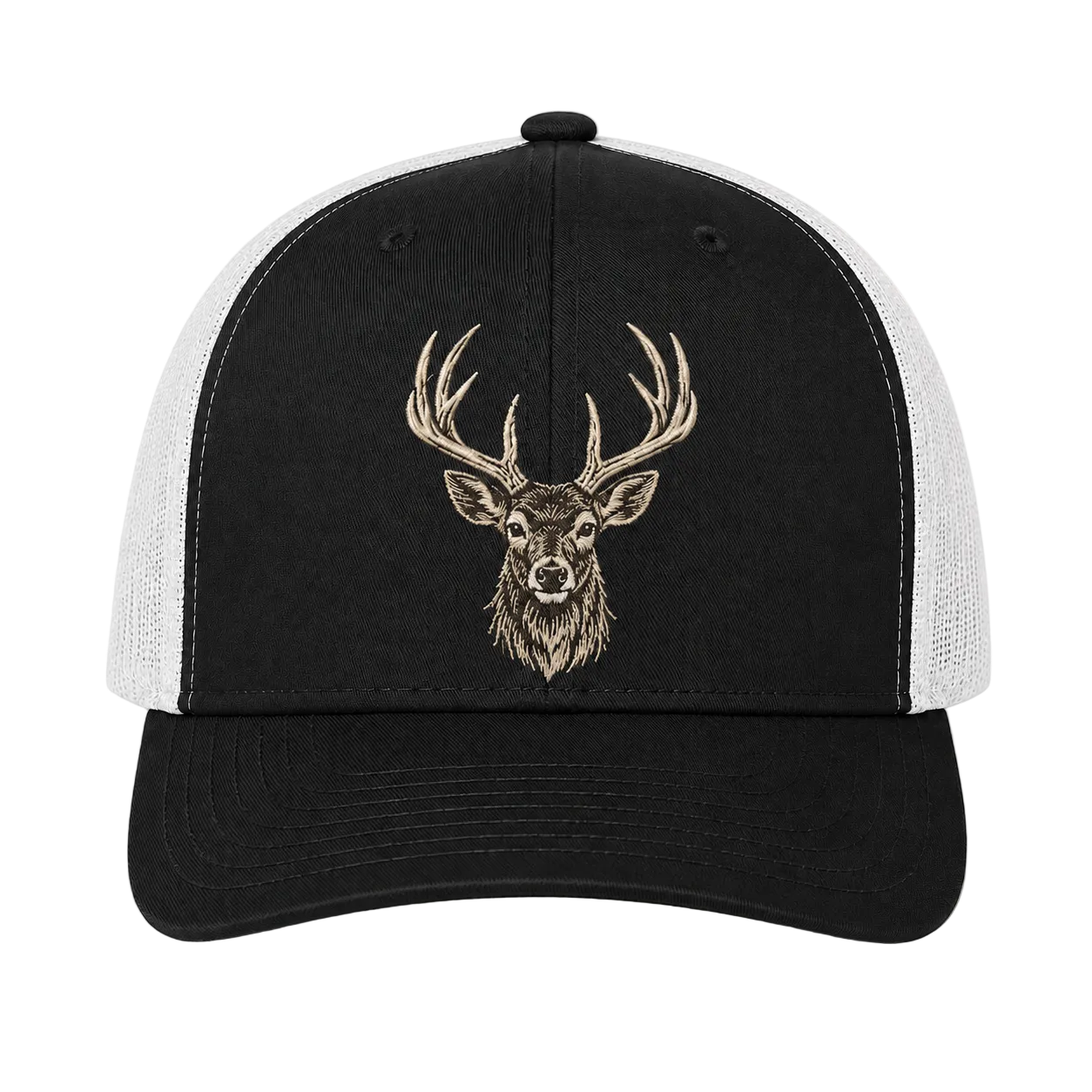 Whitetail Deer Embroidered Trucker Hat – Brown Hunting Cap
