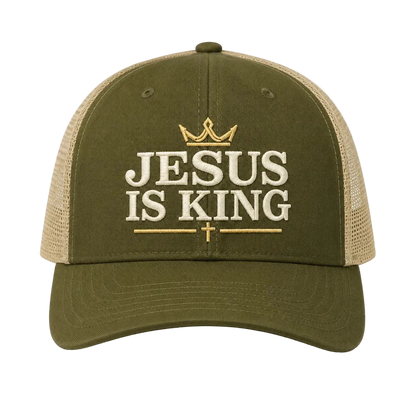 Jesus Is King Camo Rope Snapback Hat – Christian Embroidered Outdoor Cap