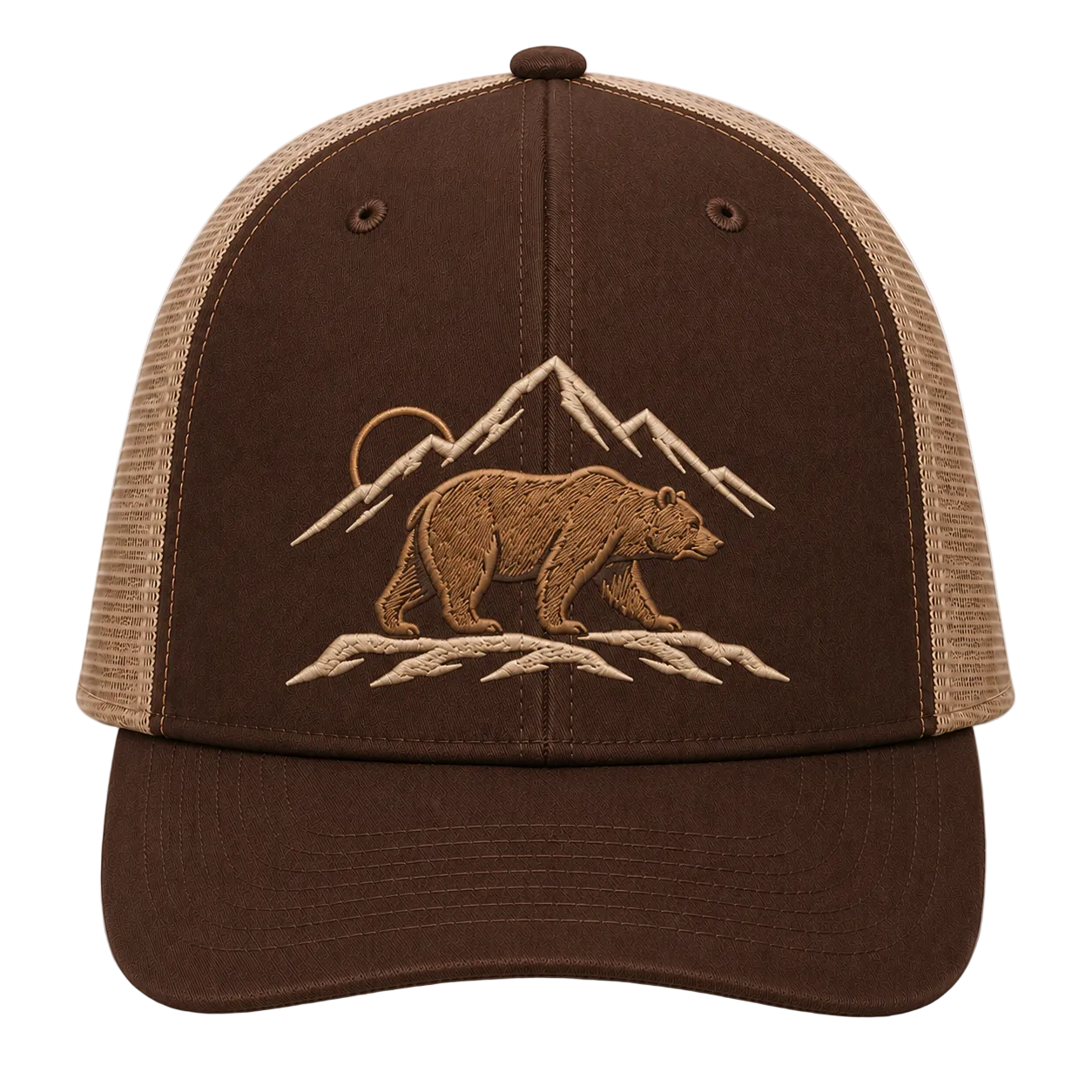 Wild Horizon Bear Embroidered Trucker Hat – Mountain Outdoor Cap