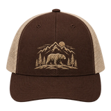 Moonlit Timber Bear Embroidered Trucker Hat – Pine Wilderness Cap