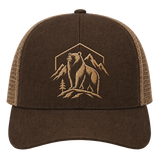 Summit Sentinel Bear Embroidered Trucker Hat – Mountain Badge Cap