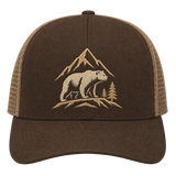 Alpine Guardian Bear Embroidered Trucker Hat – Forest Mountain Cap