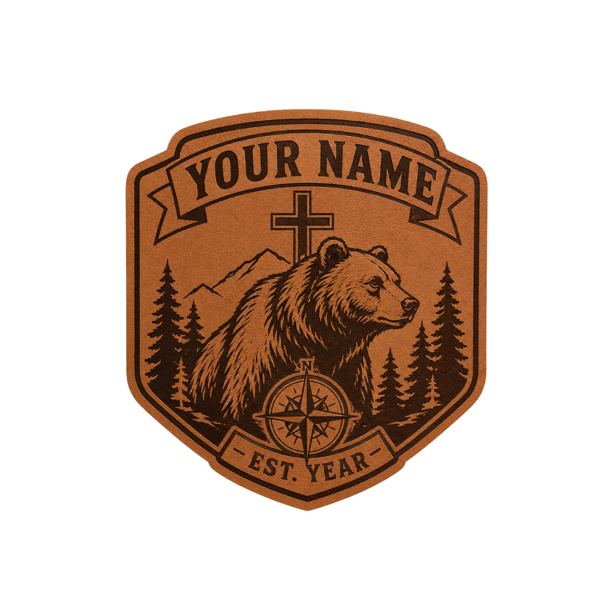 Personalized Christian Bear Leather Patch Trucker Hat