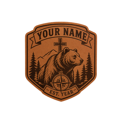 Personalized Christian Bear Leather Patch Trucker Hat
