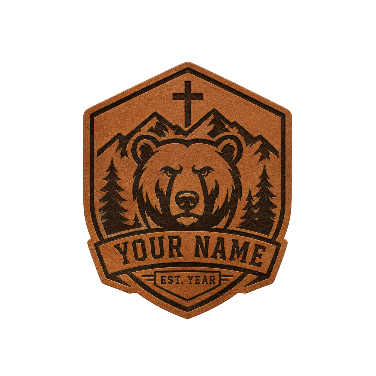 Custom Faith & Wilderness Bear Leather Patch Hat