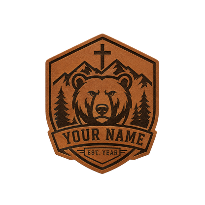 Custom Faith & Wilderness Bear Leather Patch Hat